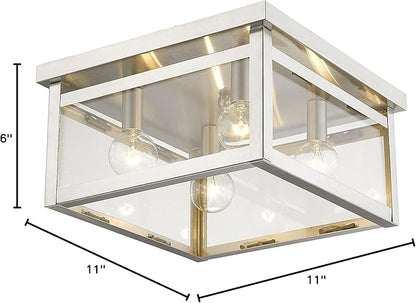 Livex Lighting 4032-91 Milford 4-Light Ceiling Mount, Brushed Nickel, 6.00x11.00x11.00
