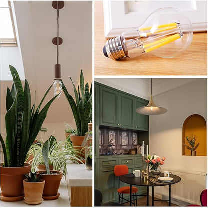 Energetic Dimmable A19 LED Edison Light Bulb, 12W Equivalent 100W, 1600LM High Brightness, 2700K Soft White, Clear Antique LED Filament Bulb for Home, Bathroom, E26 Standard Base, 4-Pack