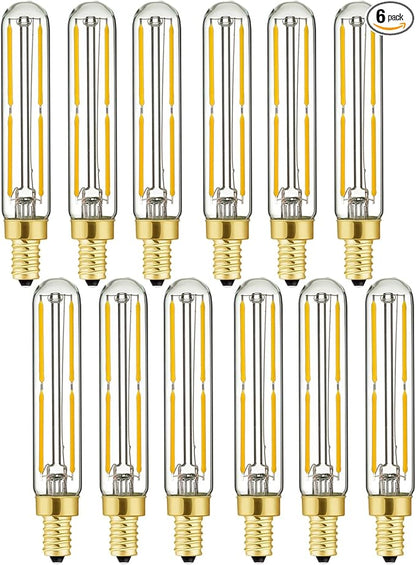 Leools E12 Long Candelabra LED Light Bulbs 40 Watt LED Chandelier Light Bulbs Warm White 2700K 95+CRI AC120V 400LM Dimmable T6 Candle Bulb, Pack of 12