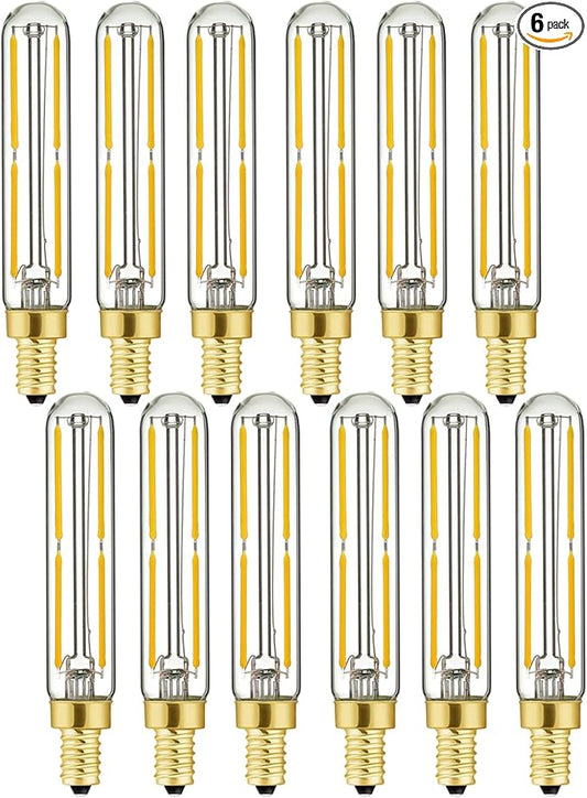 Leools E12 Long Candelabra LED Light Bulbs 40 Watt LED Chandelier Light Bulbs Warm White 2700K 95+CRI AC120V 400LM Dimmable T6 Candle Bulb, Pack of 12
