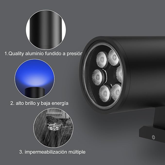 Smart Outdoor Up Down Wall Light, Bluetooth App & Remote Controlled Color Changing Porch Sconce, RGBCW LED 2700K-6500K Tunable White, Dimmable Waterproof Exterior Wall Light for House
