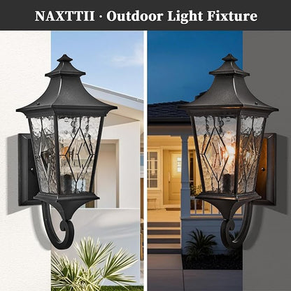 Outdoor Wall Lights Modern Outdoor Wall Sconce Light 21 Inch Large-Sized Exterior Porch Lights Wall Mount for Front House Garage and Entryway Black Finish Waterproof
