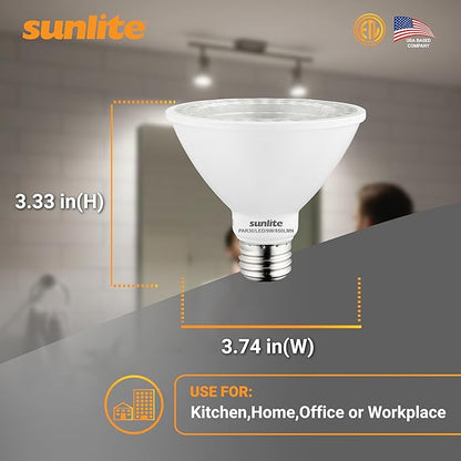 Sunlite LED PAR30 Short Neck Flood Light Bulb, 9 Watt, (75W Equivalent), 850 Lumens, Medium Screw (E26) Base, Dimmable, ETL Listed, 2700K Soft White, 6 Count