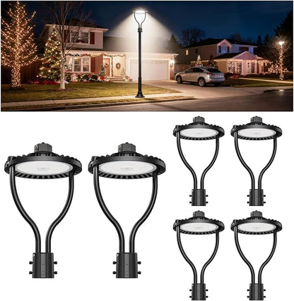 6 Pack LED Post Top Light, Selectable Wattage (80W/64W/48W) & Color Temperature (3000K/4000K/5000K), DLC & ETL Listed, 12000LM with Photocell, IP65 Waterproof for Yard and Street