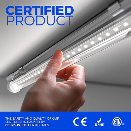 Barrina LED Shop Light, 4FT 40W 5500LM 5000K Daylight White with Reflectors, V Shape, Clear Cover, Linkable with Plug, T8 LED Tube Lights