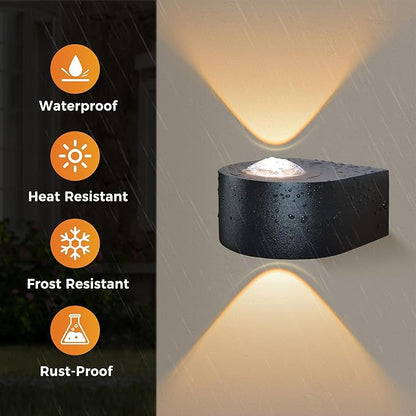 Wall Lights Outdoor 8W, 3000K 705 LM Modern Porch Light, Up Down Lights, Matte Black Waterproof Wall Sconce, Aluminum, Exterior Light Fixture Wall Mount for Porch Patio Door (2-Packs)