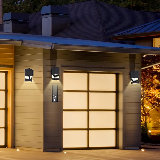 Dusk to Dawn Outdoor Wall Lantern, Exterior Lighting - ETL Listed, Aluminum Anti-Rust Waterproof Wall Mount Rectangular Design – Up/Down Photocell Outdoor Lighting for Porch, Garage or Patio