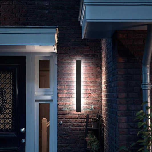 Modern Outdoor Wall Light for House,23.6inch Black LED Exterior Wall Sconces Lighting Fixtures, Outdoor Porch Light Fixture Dimmable Long Linear Wall Light Outside Lighting for Porch，Garage