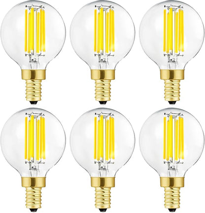 Leools Dimmable g16.5 led Bulb e12 g16 1/2 led Candelabra Bulb 60w Edison Bulb 4000K Neutral White 600lm ac120v 6w g50 led Globe Bulb for Chandelier,Vanity and Ceiling Fan,6Pack