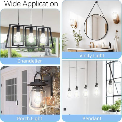 Dimmable LED Edison Bulb, E26 LED Bulb 60 watt Equivalent, Cool White 4000K, ST58 Vintage Light Bulbs, 90+ CRI, 6W 600LM, E26 Base, Clear Glass, 6 Pack