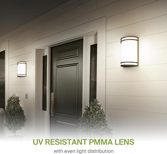 ASD 10 Inch LED Outdoor & Indoor Wall Mount Light Fixture - Oil Rubbed Bronze Modern Wall Sconce Lighting - 15W 120-277V 3000K 4000K 5000K Dimmable Front Door & Patio Exterior Lights - ETL, 2 Pack