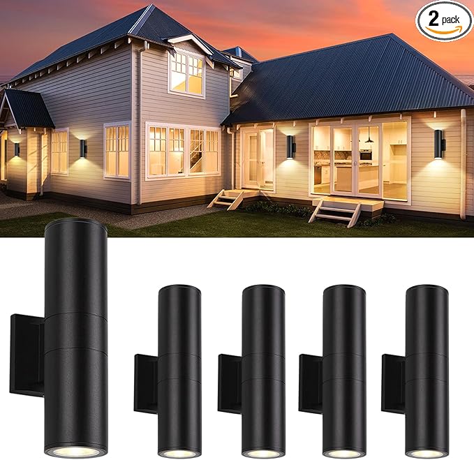 4 Pack 14inch Outdoor LED Wall Lights,Day White 4000K 1800LM Up&Down Outdoor Wall Light Aluminum Body Waterproof IP65 E26 Base led Porch Light for Wall Patio Garage Garden