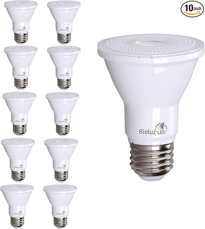 Bioluz LED PAR20 Light Bulbs 10 Pack, Dimmable LED Light Bulb 5.5W = 75W, Soft White 3000K, Daylight LED, E26, 40° Beam, Energy Efficient, UL Listed & Title 20, Replaces Incandescent, Soft Light Bulbs