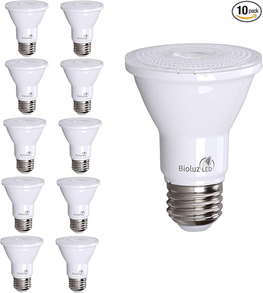 Bioluz LED PAR20 Light Bulbs 10 Pack, Dimmable LED Light Bulb 5.5W = 75W, Soft White 3000K, Daylight LED, E26, 40° Beam, Energy Efficient, UL Listed & Title 20, Replaces Incandescent, Soft Light Bulbs