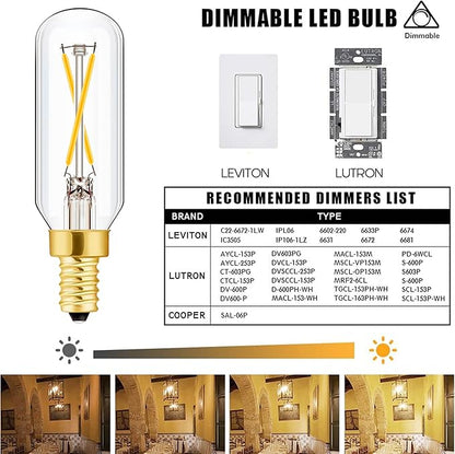 LEOOLS T6 Candelabra LED Light Bulbs 25 Watt 90+CRI LED E12 Chandelier Light Bulbs Dimmable, B10 LED Candelabra Bulbs, 2W, 250LM 3000K Soft White, Candle Light Bulbs, 12 Pack