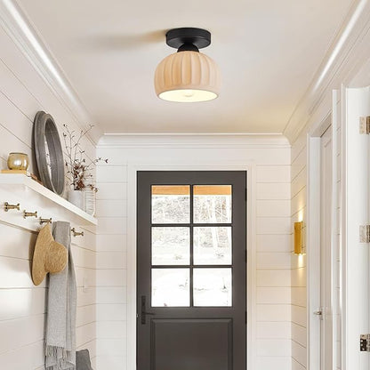 2 Pack Ceramic Semi Flush Mount Ceiling Light,Vintage Black Hallway Light Fixtures, White Globe Ceiling Lights,Mid Century Small Chandelier Light Fixture for Cottage Entryway Laundry Room Kitchen