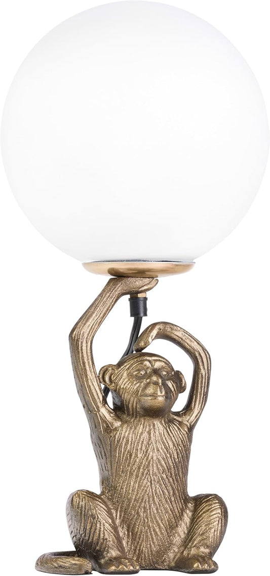 RIVER OF GOODS 17" H Emryn Gold Finish Globe Shade Monkey Table Lamp