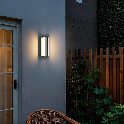 2 Pack Outdoor Modern LED Wall Lights, Waterproof IP65 LED Exterior Lighting Fixtures Wall Mount, 3000K Decorative Wall Sconce for House Outside Garage Porch Courtyard