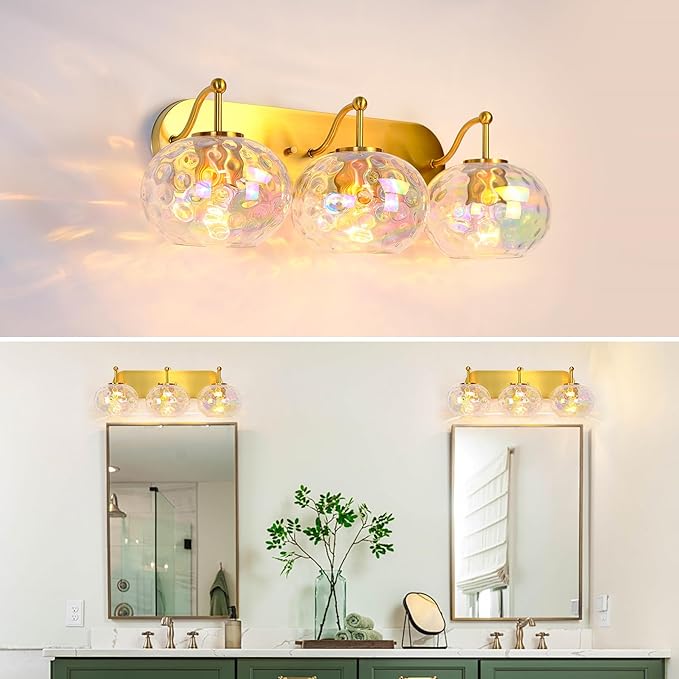 7" Glass Shade Replacement for E26 Pendant Lights, Colorful Hammered Globe Lampshade for Wall Sconce, Dia 7", Height 5", Fitter 1.65" (Stained - 1 pc)