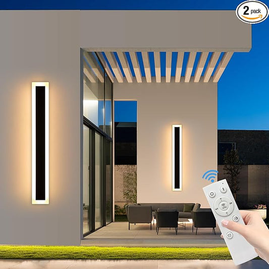 Mikeru Upgraded Widened 2pack 39.3inch Long led Wall Light Fixtures, 10%-100% Dimmable Outdoor Wall Lights Exterior Front Porch Light 3000-6000k Outdoor Light Fixtures Wall Mount for Basement, Garage