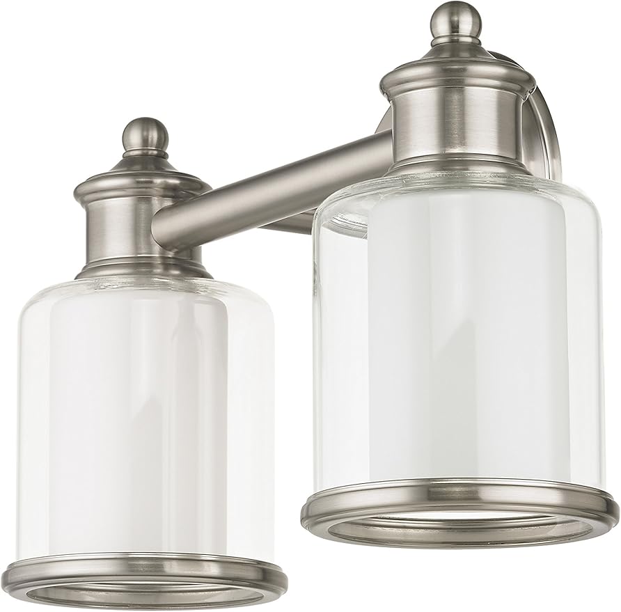 Livex Lighting 40212-91 Transitional Two Light Bath Vanity from Middlebush Collection in Pwt, Nckl, B/S, Slvr. Finish, Brushed Nickel