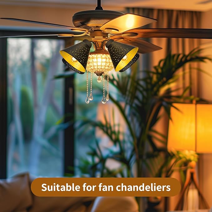 Pendant Light Shade, ALUCSET Trumpet Star Iron Lampshade Fitter 2.4 inch Height 7.4 Inch Bottom Diameter 5.7 Inch Fits Bedroom Lving Room and Bathroom for Chandelier Shades Wall Sconces Series 2 Packs