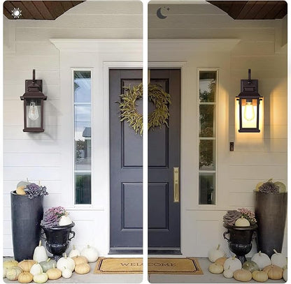 Brown Outdoor Wall Lights Exterior 2-Pack,15" Waterproof Retro Front Porch Lights Outdoor Wall Sconce Lights Fixtures Wall Mount for House Entryway Garage, Bulbs Not Included