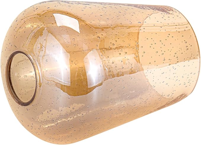 Wine Glass Lamp Shade for Light Fixture, 6.3" Height, 1-5/8 Inch Fitter, 3 Pack Clear Amber Seeded Bubble Effect Glass Shade Replacement Globe