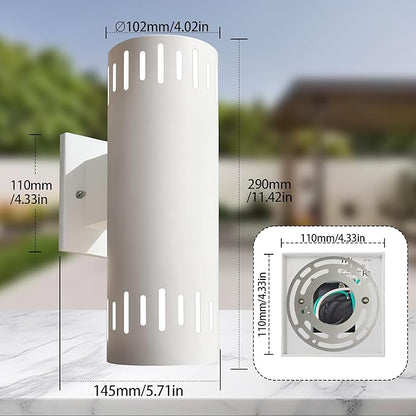 Outdoor Wall Lights Stainless Steel, 23W 3000K LED Cylinder Up Down Wall Sconces, 1300LM Warm White Light IP65 Waterproof Modern Outdoor Light Fixture for House, Garage, Porch, Doorway, White