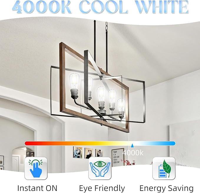 Edison Bulbs 60 watt Equivalent LED, E26 Bulb Non-Dimmable, Cool White 4000K, ST58 Vintage Light Bulbs, 90+ CRI, 6W 600LM, E26 Medium Base, Clear Glass, 18 Pack