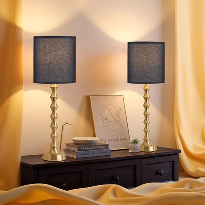 30.5" Gold Buffet Table Lamps Set of 2 with Black Shade, Tall Skinny Black Gold Lamps Set of 2 for Living Room, Sideboard & Home Office