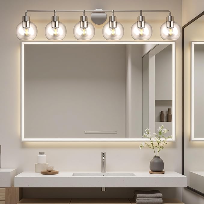 2 Pack Clear Glass Shades Globes, Glass Lamp Shade Covers Replacements for Light Fixtures, 1.65 Inch Fitter Transparent Lampshades for Chandelier Wall Sconces Vanity Lights Pendant Lights