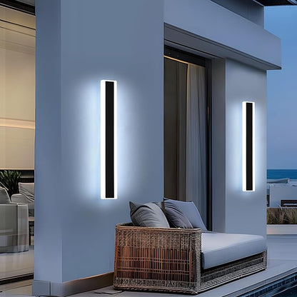 Mikeru 2Pack 31.4inch Long Led Wall Light, 6000k Cool White Modern Outdoor Wall Light Ip65 Waterproof Black Acrylic Porch Exterior Lighting Fixtures, Exterior Wall Mount Lights