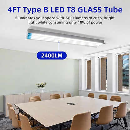 hykolity 20 Pack 4FT LED T8 Ballast Bypass Type B Light Tube, 18W, 2400lm for Single-Ended & Dual-Ended Connection, 5000K, Frosted Lens, T8 T10 T12 Tube Light for G13, 120-277V, UL Listed