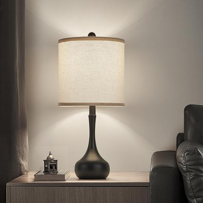 23" Farmhouse Table Lamp Set of 2, Rustic Metal Bedside Lamps for Bedroom, Living Room, Office, Dorm - 3-Way Color Changing, Bulb Included, Home Decor