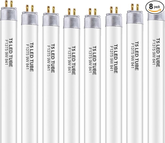 8 Pack 21 Inch F13T5/CW LED Replacement Bulbs, 4100K Cool White, T5 LED 9 Watts Replace Fluorescent Bulb with LED, Replacement Tube for Counter and Cabinet Fixture