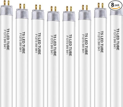 8 Pack 21 Inch F13T5/CW LED Replacement Bulbs, 4100K Cool White, T5 LED 9 Watts Replace Fluorescent Bulb with LED, Replacement Tube for Counter and Cabinet Fixture