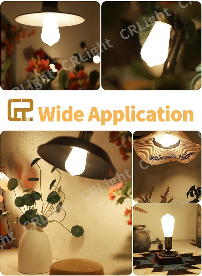 CRLight Dimmable Opal LED Edison Bulbs, 8W (80W Eqv) 800LM 3000K Soft White, Vintage Antique Style Milky Glass ST19 = ST58 E26 Filament Light, 8 Pack