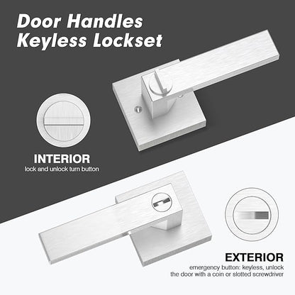 Privacy Interior Door Handle, 5 Pack Heavy Duty Door Lever for Bathroom & Bedroom Privacy Door Lock Handle Keyless Door Knobs in Satin Nickel for Right & Left Sided Doors