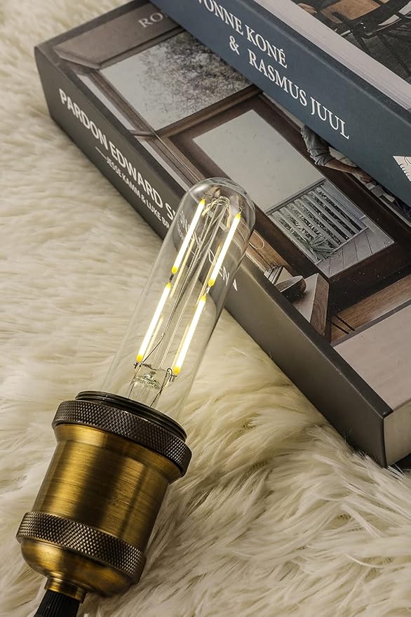 T10 Led Bulb E26 Dimmable 4W Led Tubular Light Bulbs 40 Watt Incandescent Bulbs 4000K Daylight E26 Base Lamp Bulb Clear Glass for Cabinet Display Cabinet etc,6 Pack.