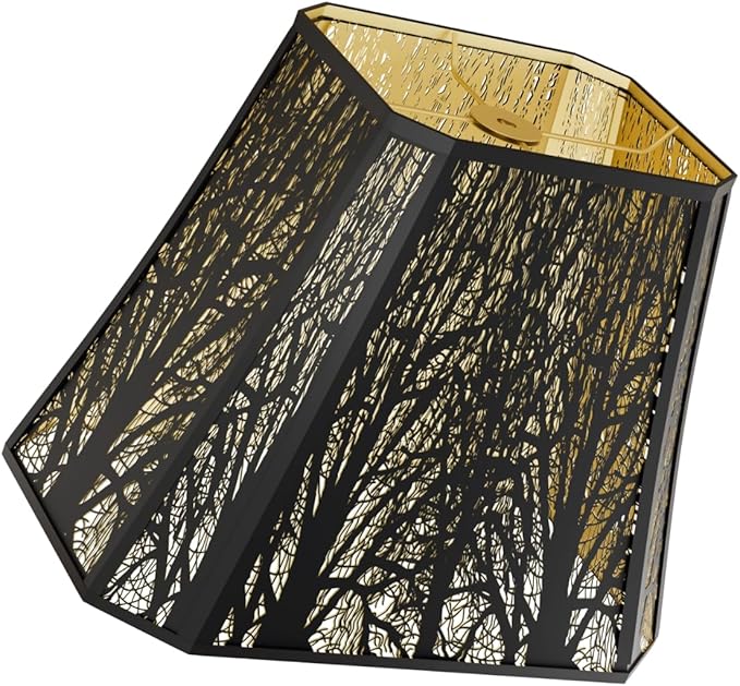 Large sconce lamp shade,metal spider rectangle lamp shade,modern lamp shades,table lamp shade for bedroom or living room (8+6.1)" Top x (13.8+8)" Bottom x 11" Hight,black