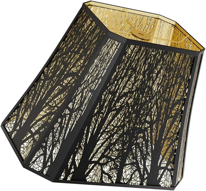 Large sconce lamp shade,metal spider rectangle lamp shade,modern lamp shades,table lamp shade for bedroom or living room (8+6.1)" Top x (13.8+8)" Bottom x 11" Hight,black