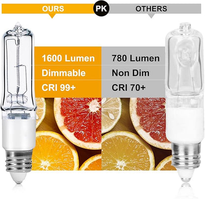 GMY JDE11 120V 100W T4 JDE11 Bulb, Mini Candelabra Base E11 Bulb, 1600lm 2800K Clear Dimmable 100 watt Halogen Light Bulbs for Ceiling fan light bulbs Replace E11 Led Bulb - 4Pack