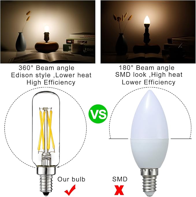 LiteHistory E12 led Bulb 6W Equivalent Candelabra Light Bulbs 60 watt Neutral White 4000K AC120V 600LM Dimmable T6 T25 for Chandeliers,Ceiling Fan and Wall sconces Pack of 6