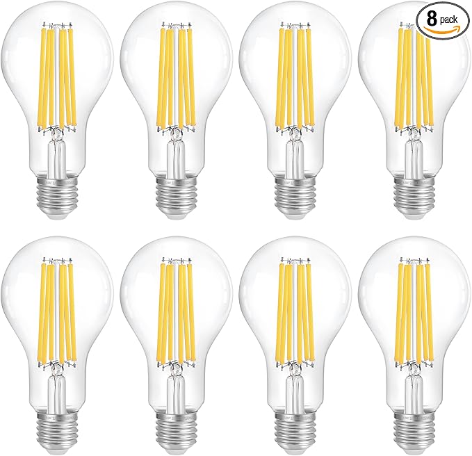 FLSNT 150W Equivalent Dimmable A23 LED Light Bulbs, 2650Lumens, Efficient 18W, 3000K Warm White, E26 Base, 8 Pack