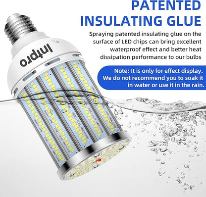 Intpro LED Corn Light Bulb LED Light Bulb 550W Equivalent 7500 Lumen 6500K 60W Large Area Cool Daylight White E26/E27 Base for Outdoor Indoor Garage Warehouse Factory Workshop Street Backyard 2Pack