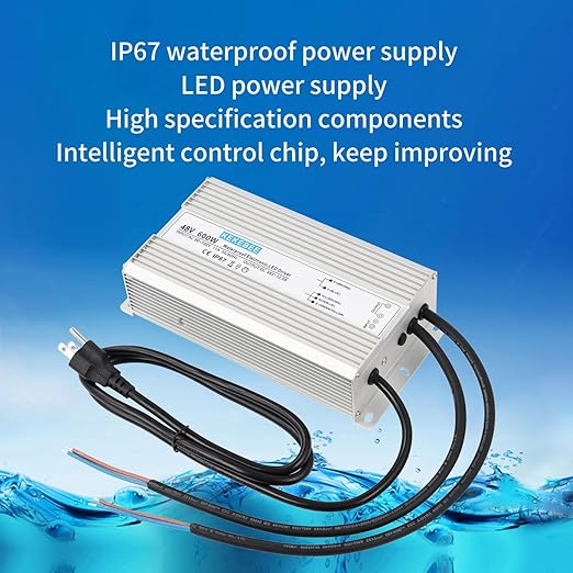 LED Driver 48V600W Waterproof Power Supply AC90-130V to DC48V12.5A Low Voltage Converter IP67 Transformer Suitable for Indoor and Outdoor LED Lighting and Any 48V DC Device