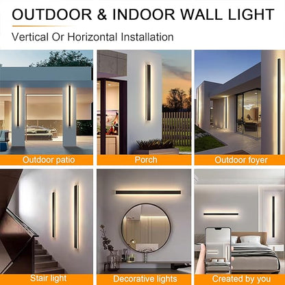 2pack Modern LED Outdoor Wall Lights,39inch Dimmable LED Long Strip Outside Wall Lighting Fixture IP65 Waterproof,Black Outdoor Porch Lights Wall Mount,Exterior Sconce Lights for House,Garage