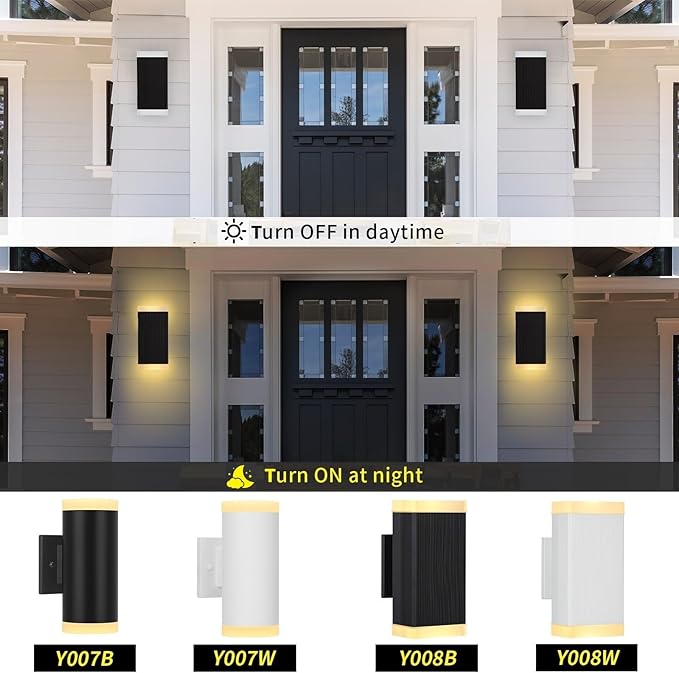 Outdoor Wall Light, ZUUKOLE Waterproof Exterior Wall Sconce, Anti-Rust Aluminum Wall Mount Lighting Rectangular Design – Up Down Lights Outdoor for Porch, Patio or Garage, 2 Pack