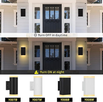 Outdoor Wall Light, ZUUKOLE Waterproof Exterior Wall Sconce, Anti-Rust Aluminum Wall Mount Lighting Rectangular Design – Up Down Lights Outdoor for Porch, Patio or Garage, 2 Pack